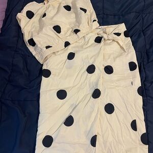 Polka Dot Skirt Set in Cream and Black
